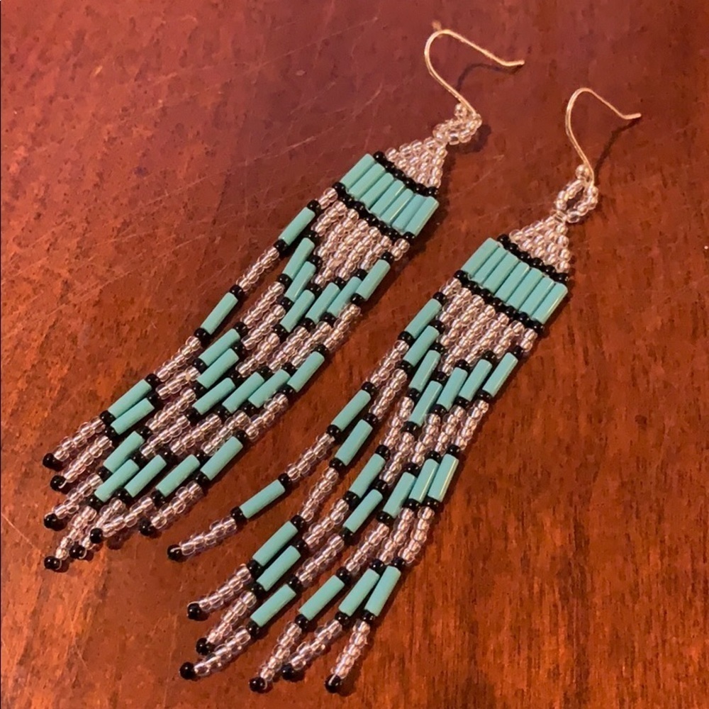 Long dangly beaded earrings